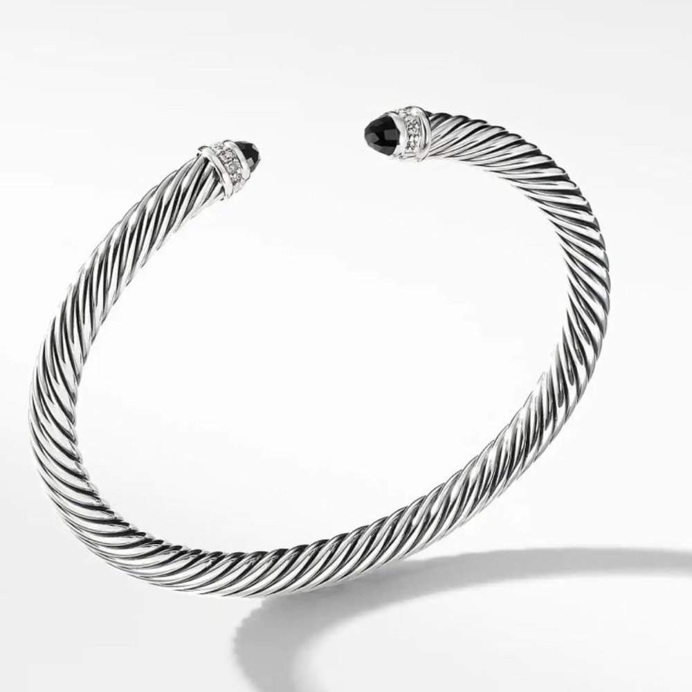 David Yurman Cable Bracelet w/Black Onyx &Diamonds